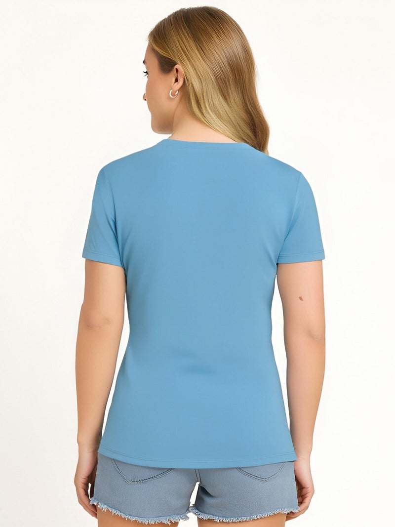 Opna Women's Short Sleeve Moisture Wicking Athletic Shirts Carolina Blue - Image 3